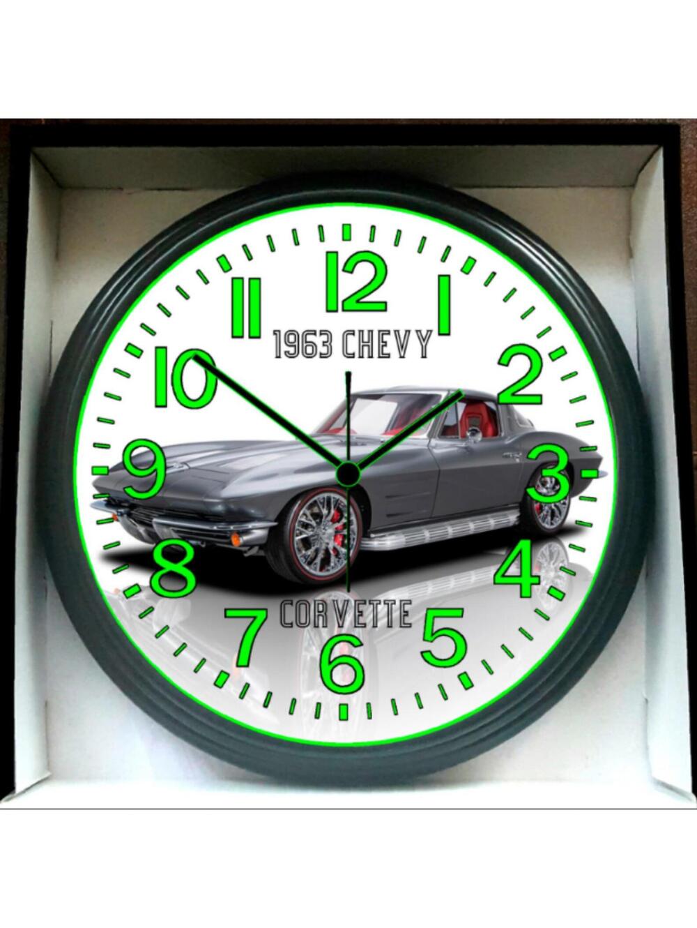 1963 Chevy Chevrolet Corvette Glow In The Dark Wall Clock New! In The Dark Wall